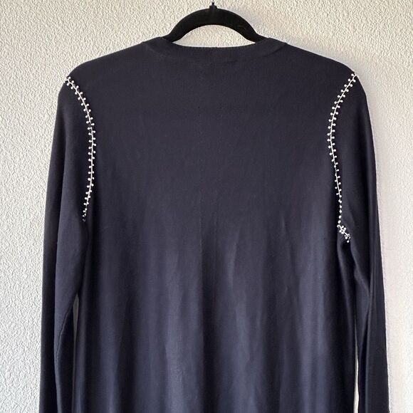 St John Navy Blue Handbeaded Long Cardigan Sweater Size M - Picture 9 of 13